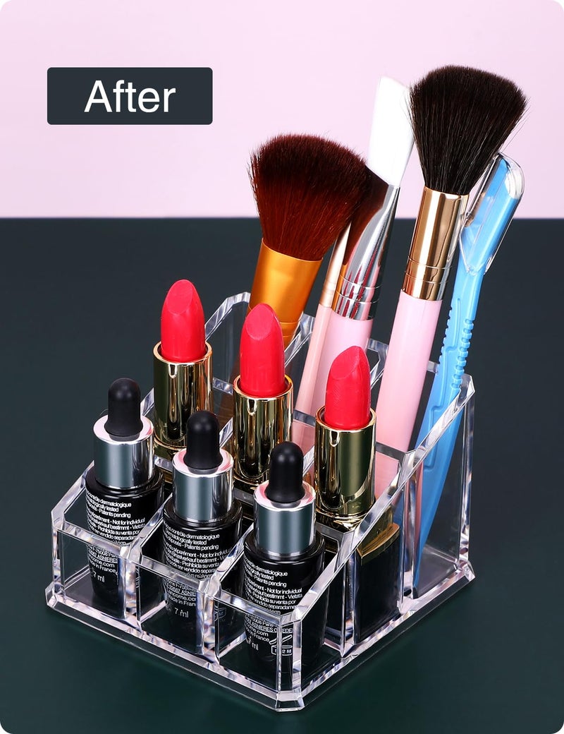 MOSIKER Lipstick Lip Gloss Organizer,Small Clear Acrylic Compact Essential Oil Rollerball Perfume Holder with 9 Slots - Image 5